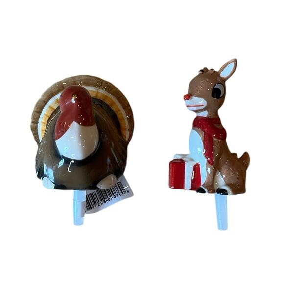 2 Nora Fleming Minis A47 GOBBLE GOBBLE Thanksgiving Turkey A221 Rudolph Reindeer - Picture 1 of 12